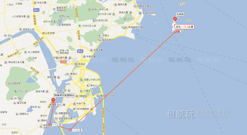 珠海灣仔旅游碼頭→九洲島→珠海灣仔旅游碼頭 珠海灣仔旅游碼頭→九洲島→珠海灣仔旅游碼頭